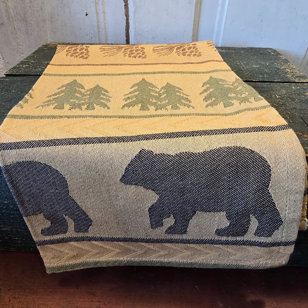 Park Designs BEAR TRACKS Jacquard Kitchen Dishtowel Towel 28x17"NEW